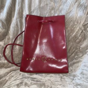 Red Vegan Leather Backpack/Shoulder Bag